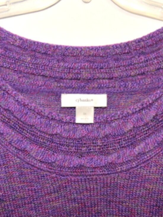 CJ Banks Women’s Purple Long Sleeve Crew Neck Sweater - Picture 3 of 5